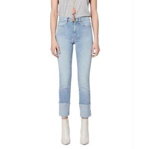 MOTHER The Pony Boy Ankle Fray Light Mapping It Out Wash Denim Jeans 27